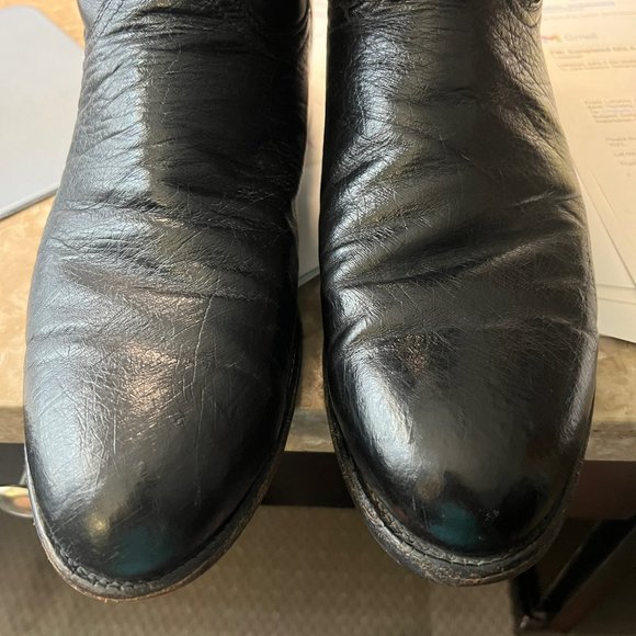 Vintage Lucchese 2000 Hand Made Black Ostrich Dress Roper Boot - Picture 1 of 12